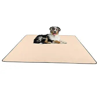 Washable Pee Pads for Dogs - 72 x 72 Extra Large Reusable Pet Mat for Dog Potty Training, Whelping, Playpen, or Crate Mat - Super Absorbent and Quick Drying Puppy Pads by PETMAKER (Beige)