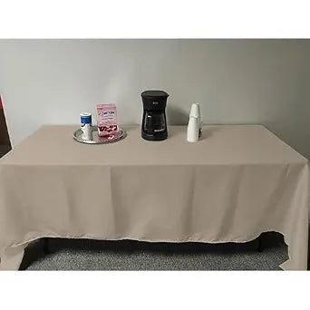 Intedge TCM45120-BEIGE Tablecloth, Rectangular Hemmed Edge, 45" x 120", 65/35 Poly Cotton Blend, Reusable Washable Fabric Table Cover for Dining, 1 Each, Made in USA