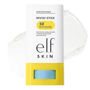 e.l.f. SKIN Suntouchable Invisi-Stick Face Sunscreen SPF 50, Clear, Lightweight with Sunflower Seed Oil, Vegan & Cruelty-Free