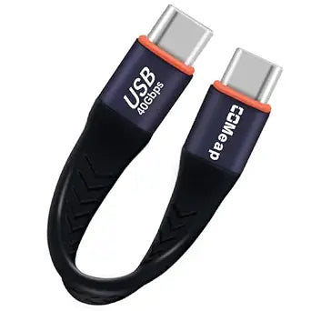 COMeap Short USB C Cable, 40Gbps Short USB 4 Cable, 240W PD Fast Charging, Compatible with Thunderbolt 4/3, Laptop, Tablet, Phone, Steam Deck, ROG Ally - 4 Inch