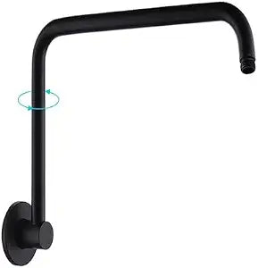 Rotatable Shower Arm,Stainless Steels Adjustable Shower Head Pipe Extension Arm with Flange,13 Inch S Shaped Sower Riser Shower Height Extender for Bathroom Accessory,Matte Black