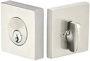 Emtek Hardware Deadbolt, Single Cylinder, Square, Solid Brass, Modern Style, C-Keyway, Model: 8469, Color: Satin Nickel (US15)