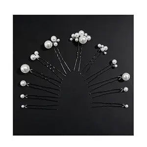 12 Pieces Bridal Pearl Hair Pins for Party, Handmade Pearl Hair Accessories, Wedding Hairstyles Accessories for Bridesmaid Girls Various Sizes (1set-12pcs)