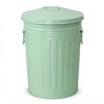 Plexon 2 Gallon Small Metal Trash Can with Lid Bathroom Garbage Can with Lid Bathroom Trash Can for Bedroom Office Kitchen Indoor Waste Basket, Round Powder Coated Green Bucket