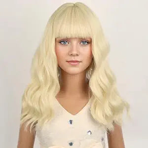 PATTNIUM Kids Blonde Wig for Girls Child Short Light Blonde Wig with Bangs Children Blonde Bob Wigs Synthetic Wigs