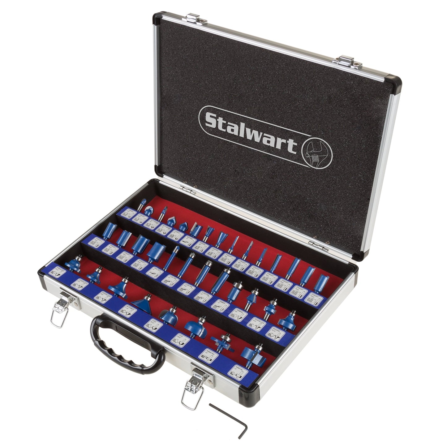 35-Piece Router Bits Set - Woodworking Tools for Wood Routers with Allen Wrench and Aluminum Carrying Case with Labeled Organization by Stalwart