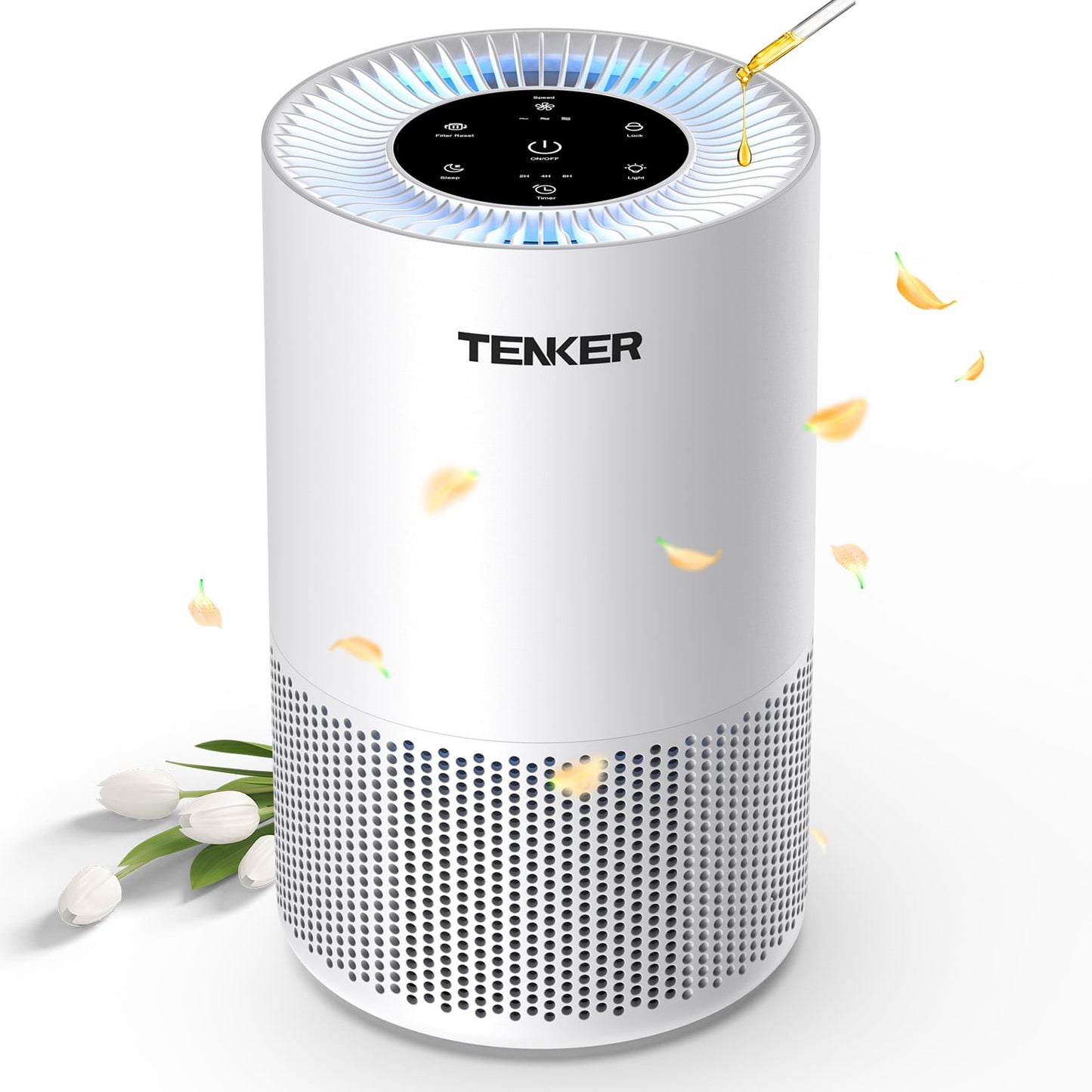 360° Air Intake Air Purifier, H13 HEPA Filter 1300 Sq.Ft Large Room Air Purifier, Ozone-Free Quiet Air Cleaner with Aromatherapy & Child Lock for Home Pet Bedroom