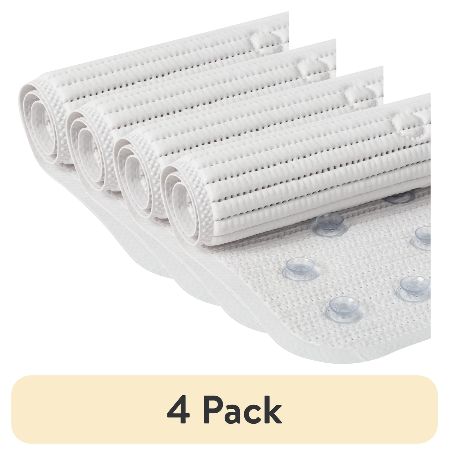 (4 pack) Clorox 21" x 21" Foam Cushioned Shower Mat with Suction Cups, White