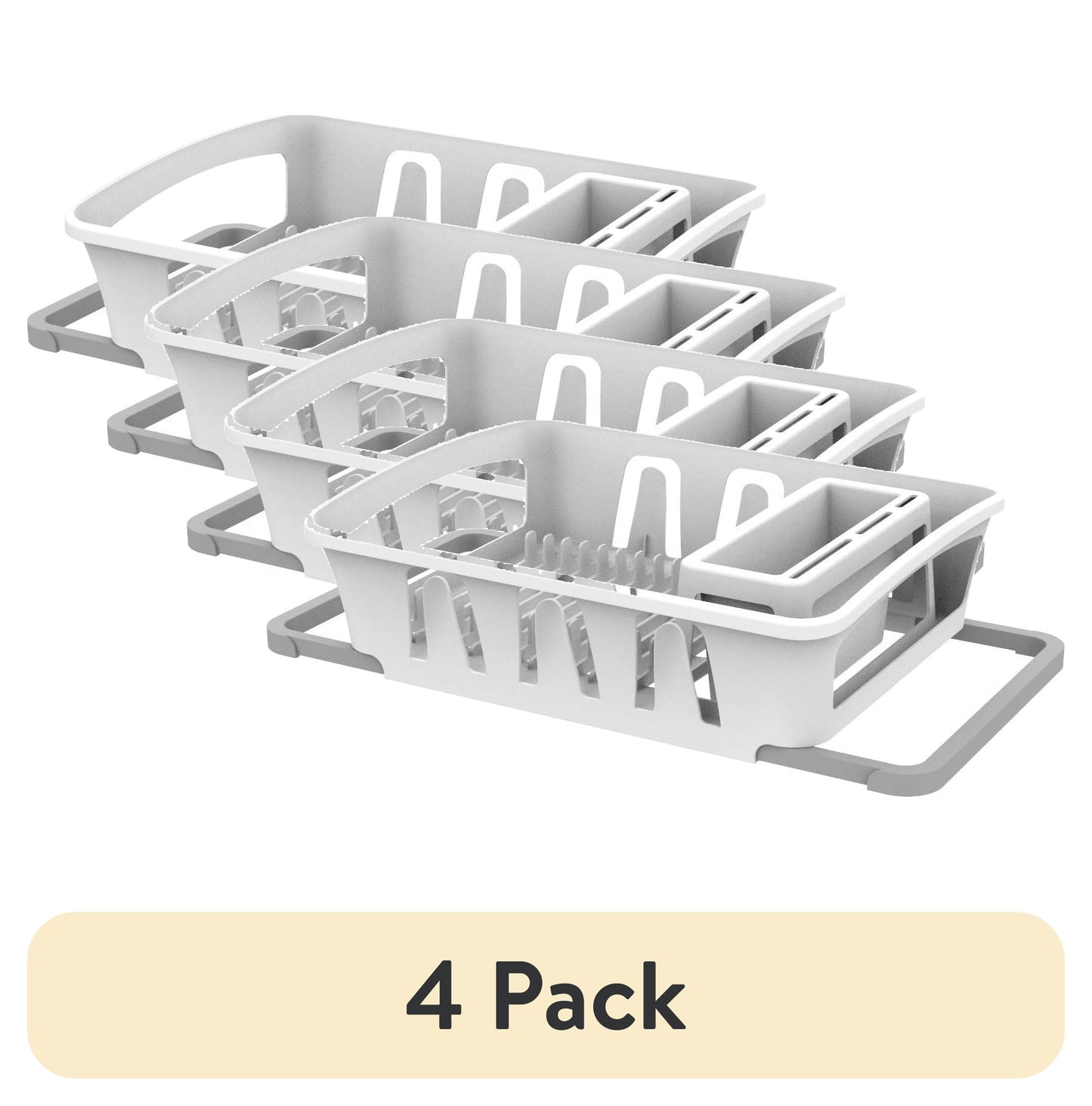 (2 pack) Mainstays Expandable Kitchen Dish Drying Rack with Utensil Holder, Countertop Dish Drainer Rack for Plates, Cups and Kitchen Sink Organization, White