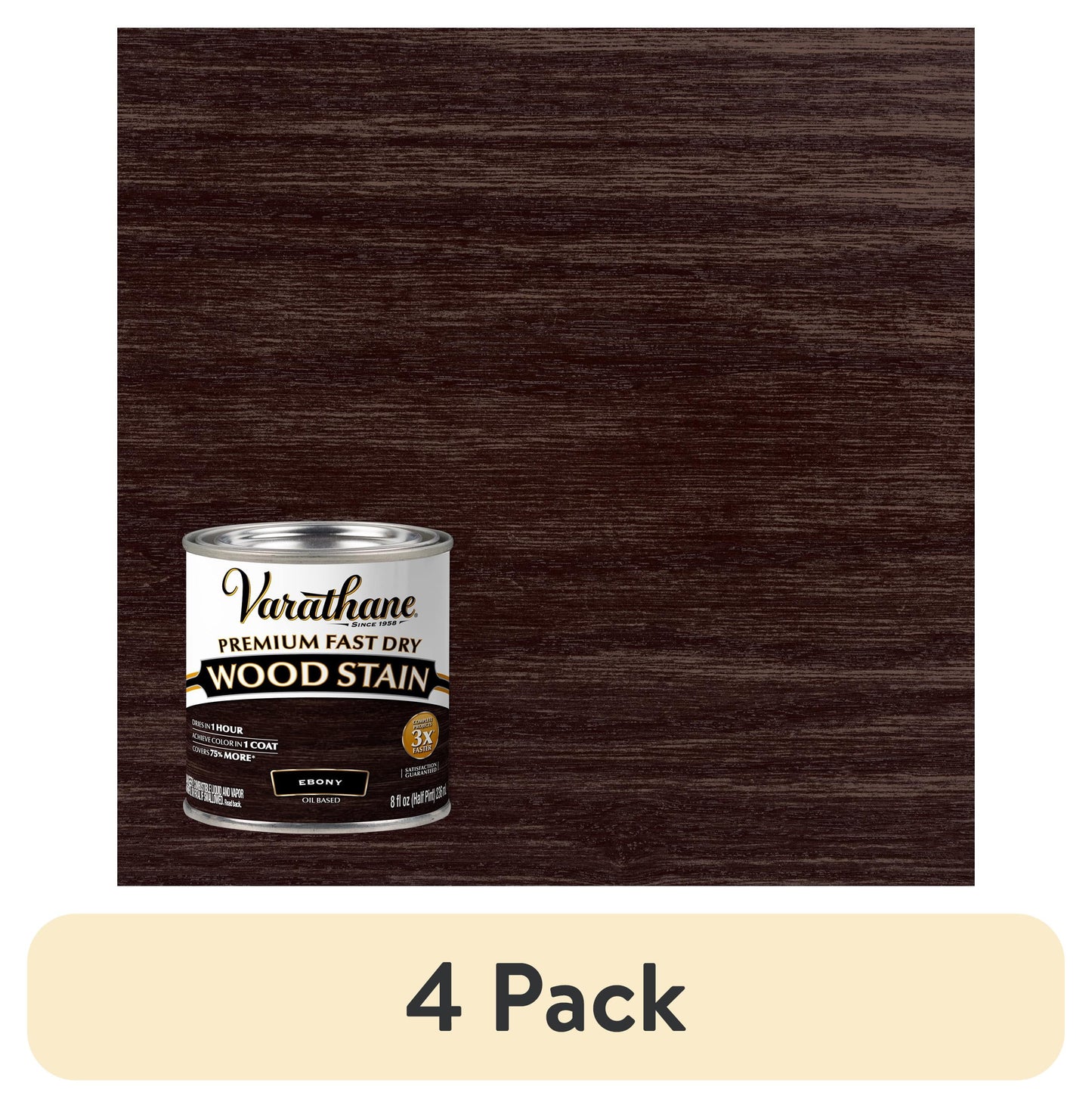 (4 pack) Ebony, Varathane Premium Fast Dry Wood Stain-269400, 8 fl oz