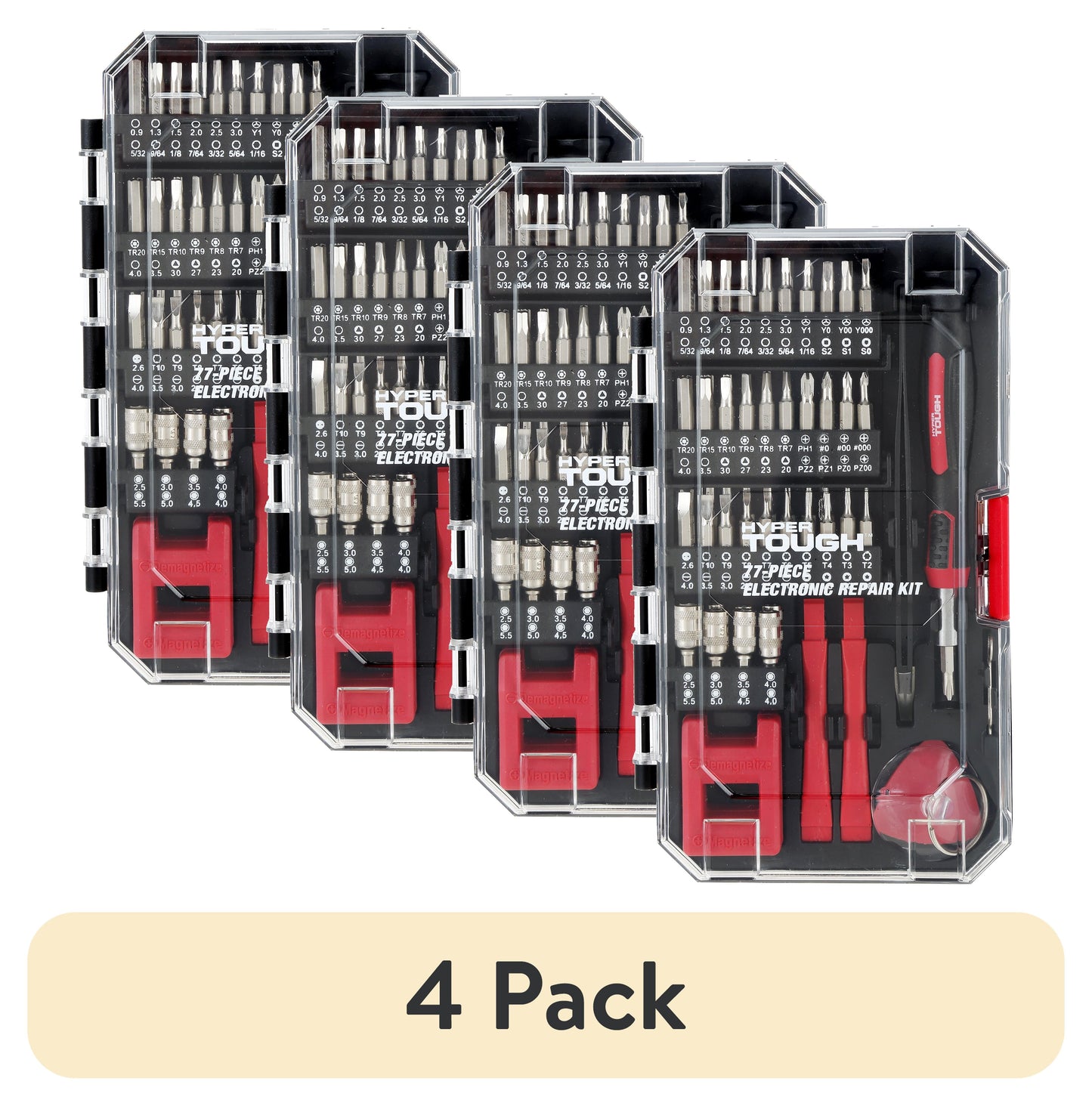 Hyper Tough 77 Piece Precision Tool Kit with Magnetic Screwdriver, Standard Size Bits, and Case, New Condition,