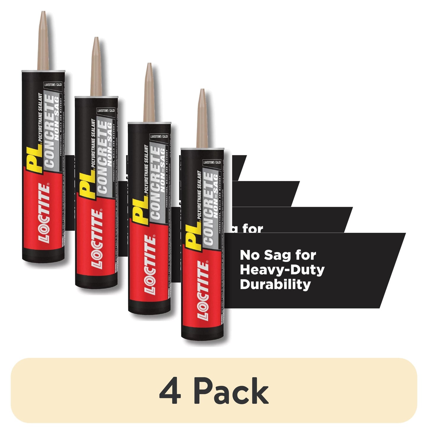 (4 pack) Loctite Pl Polyurethane Sealant Concrete Non-Sag, Pack of 1, Gray 10 fl oz Cartridge