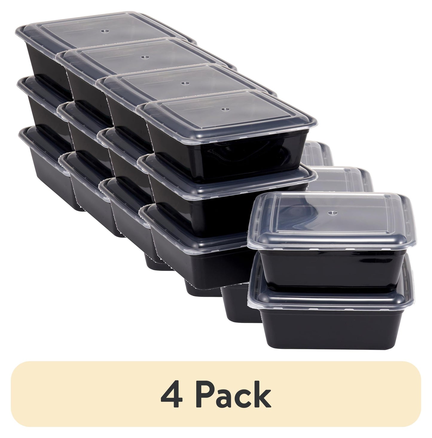 (1 Paquete) Mainstays Paquete de 5 Contenedores Cuadrados Altos de 8 Tazas para Preparación de Comidas con Tapas, sin BPA, Aptos para Microondas y Lavavajillas, Adecuados para la Organización Del Refrigerador