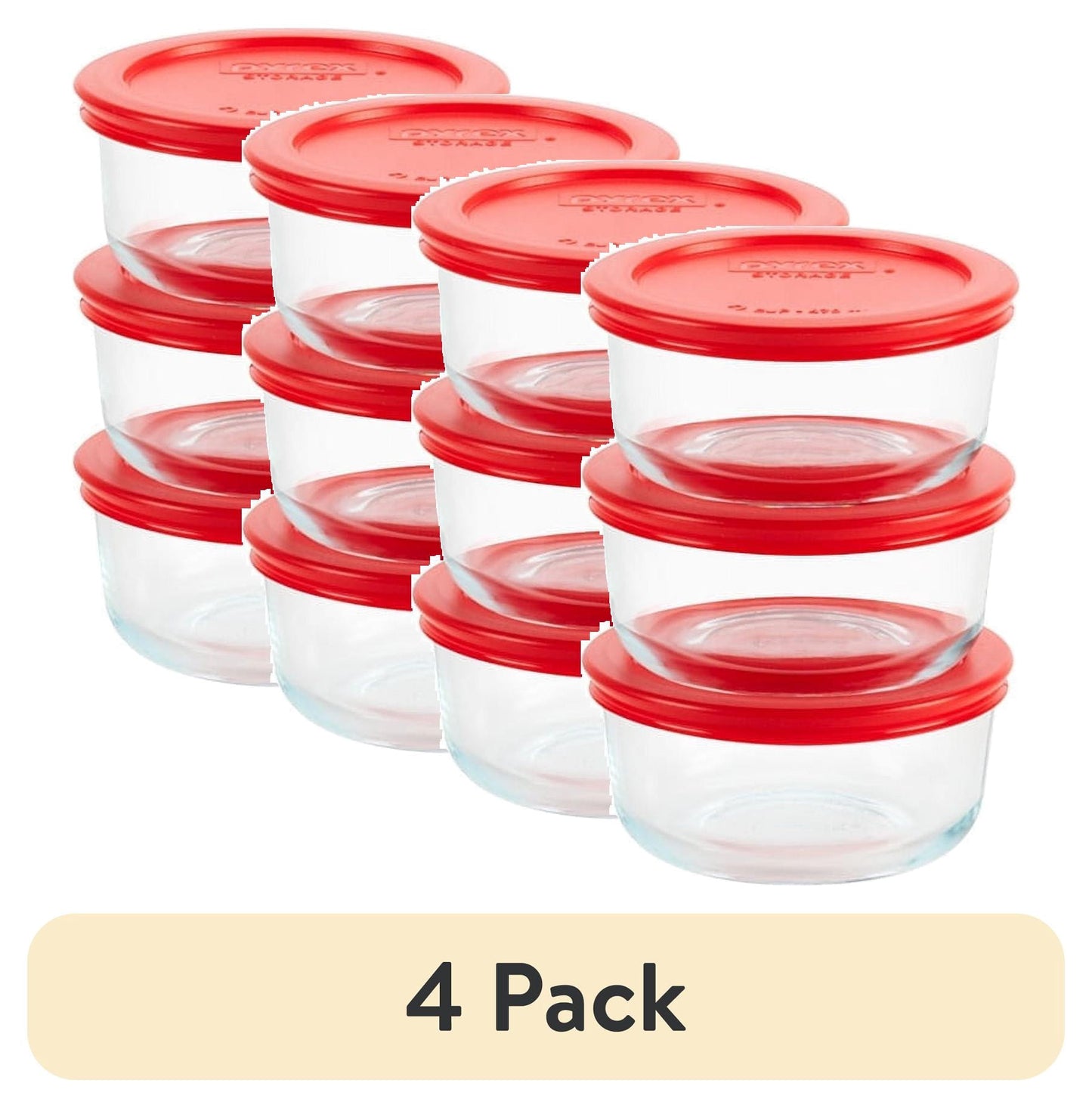 (4 pack) Pyrex Simply Store 2-Cup Glass Food Storage Container, Round, Set of 3