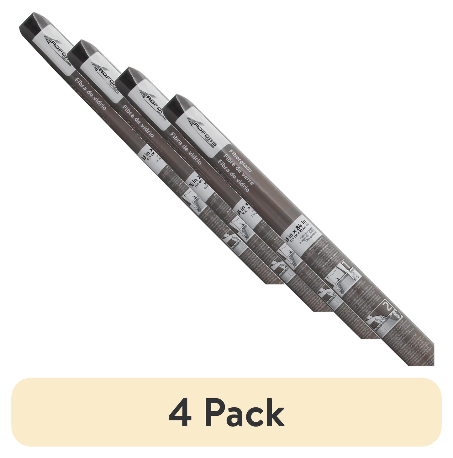 (Paquete de 4) Saint-Gobain ADFORS Rollo de Pantalla de Fibra de Vidrio de Carbón de 36in. x 84in. para Ventanas