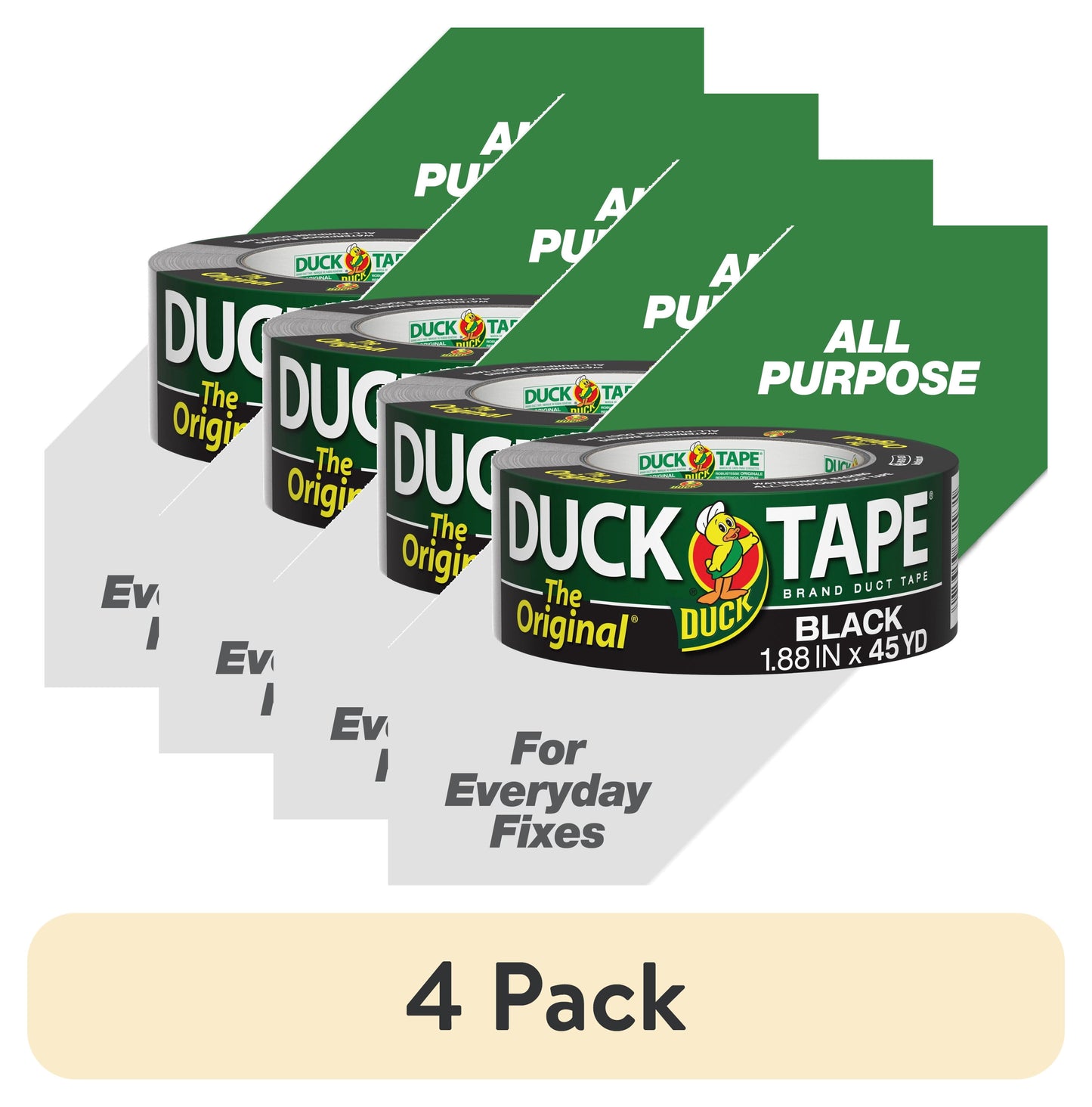(4 pack) The Original Duck Tape Brand Duct Tape, 1.88 in. x 45 yd., Black