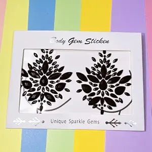 Topz Black Body Gems Sticker Halloween Makeup Collection Rhinestone Sticker Temporary Tattoo Nipple covers diamond pasties body jewels face gems for festival