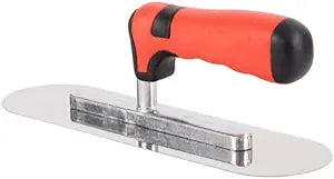 Concrete Tools Stainless Steel Pool Trowel, 10" x 3" Masonry Hand Tool with Soft Grip Handle, Lightweight, Plastering Trowel for Drywall Plastering Construction, Round End (Small:10"L x 3"W)