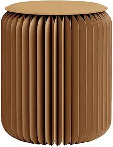 Home Furniture Modern Design Accordion Portable Folding Paper Stool Kraft Paper Relaxing Multifunction Round Foot Stool Side table-Fashion Paper Design Ideal for School Living Dining Room (Brown)