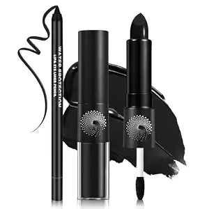Black Lipstick Black Lip Liner Set Halloween Lip Gloss Lipstick