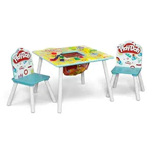 Delta Children- Play Doh Table and 2 Chair Set Includes 10-Pack of Assorted 1oz Play Doh Cans and 51 Accessories