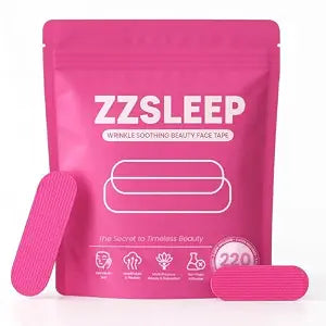 ZZSLEEP Face Wrinkle Tape Patches – Forehead & Smile Line Wrinkle Patches | Overnight Face Tape, Infused with Collagen, Aloe Vera Extract, Vitamin E & B | Pre-Cut Strips in 2 Sizes, 220 Count