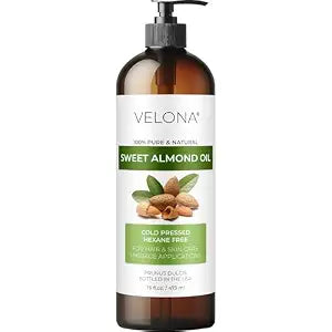 velona Sweet Almond Oil - 16 fl oz, Cold Pressed, with Pump