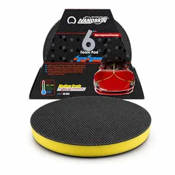 Nanoskin AUTOSCRUB 6" Surface Prep Pad Medium Grade- Patented Clay Bar Replacement Tool to Remove Embedded Contaminants Before Wax & Coating | Safe for Painted Surface, Glass, Plastic, Metal & More