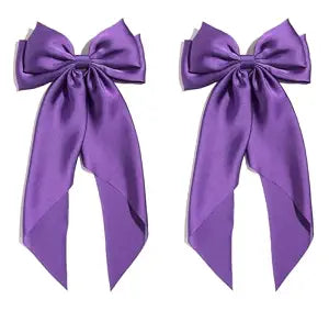2PCS Purple Bows for Hair Women Accessories Clips Satin Coquette Barrettes