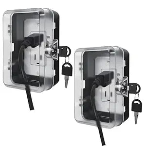 Child Proof Outlet Lock Box with 2 Durable Keys - Heavy Duty Safety Cover for Baby Proofing, Tool-Free Installation, More Space for Large Plugs Universal Fit Socket Protector (2 Pack, Black)