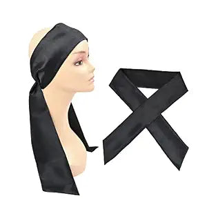 Wig Grip Band Soft Satin Scarf Fashion Headbands for Lace Frontal Wigs Fixing, Makeup, Sports, Yoga, Facial (1 Pcs, Black)
