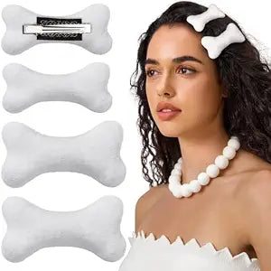 YGDZ 4PCS Bone Hair Clips, White Dog Hair Pins for Halloween Costume, Emo Hair Clips, Bone Clips for Hair, Cutecore Accessories for Women Girls