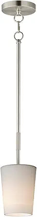 Maxim Lighting Durham 1-Light 10.5" Single Pendant | Satin Nickel Finish | White Glass Shades | Modern Industrial Hanging Pendant Light Over Kitchen Islands | Adjustable Cord Suspension | 92691WTSN