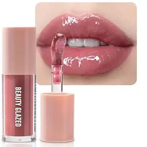 Beauty Glazed Rose Nude Tint Glass Shine Lip Oil Gloss ��������� High Pigment Hydrating Lip Serum Jelly Lip, Non-Sticky Mirror Glazed Finish, Smooths Lip Lin
