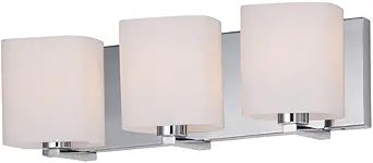 Maxim Lighting Wrap 3-Light Bath Vanity Light | Polished Chrome Finish | Satin White Glass Shade | Bathroom Vanity Light | 11253SWPC