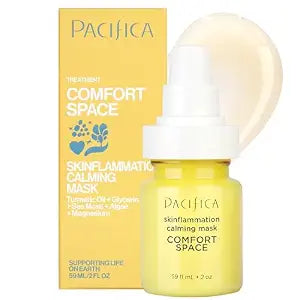 Pacifica Comfort Space Calming Face Mask for Sensitive Skin, Redness Relief Hydrating Facial Mask with Azelaic Acid & Turmeric, Soothes Irritation & Dryness, Vegan Skincare, 2 Fl Oz