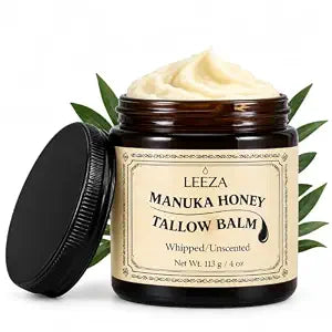 Manuka Honey Tallow Balm – Natural Moisturizer for Face, Hands & Body | Grass-Fed Tallow, Manuka Honey, Jojoba & Shea Butter | Good for Skin Barrier and Hydration