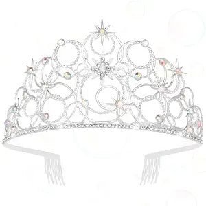 CIEHER Crystal Crowns for Women Bubble Crown Queen Tiara with Comb, Princess Headpieces for Halloween Costume WeddingBirthday Party