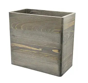 Owlgift Rustic Gray Wooden Trash Can, Rectangular Wastebasket Bin for Home, Office, Kitchen, Bathroom Farmhouse Style Wood Garbage Bin, 9.8 x 5.3 x 9.3