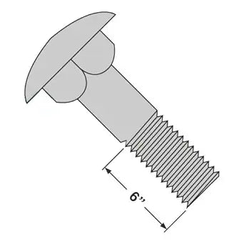 5/16-18 X 7" Carriage Bolts / 6" Thread/Steel/Zinc (Quantity: 25)