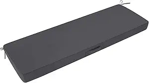 SHACOS Outdoor Bench Cushions 48 x 16 x 3.2 Inch Thick Bench Cushion, Waterproof Fade-Resistant Removable Cover with Ties Piping Edge, Bench Seat Cushions for Swing Patio Porch Furniture, Dark Gray
