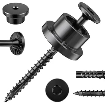 Carbon Steel Cap Nuts and Screw Assortment, 48pcs 1" Hardware Nuts and #14 x 2-7/8" Wood Screws, Fastener Tool for Decorating Outdoor Pergolas, Pavilions, Decks