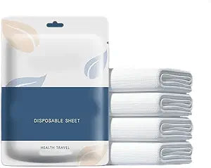 3Pcs/4Pc Disposable Sheets Set for Travel Disposable Fitted Sheet Bedding Cover Disposable Bed Sheet and Pillowcases (Double Set, Twin XL)