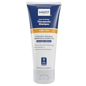 MG217 Psoriasis Shampoo with Coal Tar, Therapeutic Scalp Treatment, Controls Itching, Scaling, Flaking, Scale Buildup, Psoriasis Scalp Treatment, .5% Coal Tar Shampoo and Conditioner, 8floz