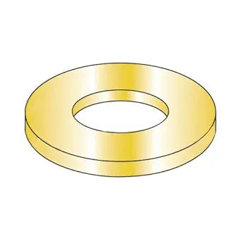 #4 Machine Screw Flat Washers/Steel/Zinc Yellow/Outer Diameter: .276" - .286" / Thickness Range : .022" - .030" (Carton: 10,000 pcs)