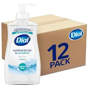 Dial Antibacterial Liquid Hand Soap, Fragrance Free, 11 fl oz, 12-Pack