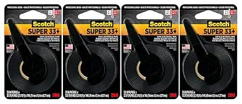 Scotch Super 33+ Vinyl Electrical Tape, 3/4 in x 37.5 ft, Black Premium All-Weather, Flame-Retardant Electrical Insulation Tape, 4-Pack