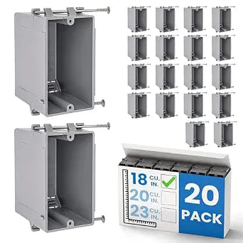 OHLECTRIC 1-Gang New Work Outlet Box 18 Cubic Inch (20-Pack) Single Gang