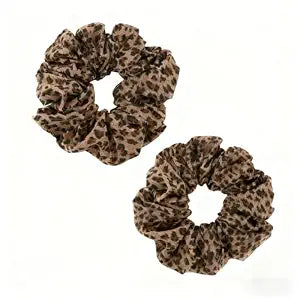 Leopard Scrunchie Elastic Cheetah Print Hair Accessories Headdress 2 Pcs