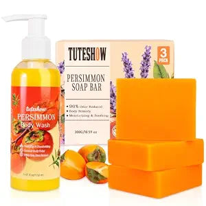 3 PCS Persimmon Soap Bar Persimmon Body Wash, Japanese Persimmon,Green Tea